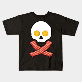 Bacon and Eggs Skull Crossbones - Fried Breakfast Kids T-Shirt